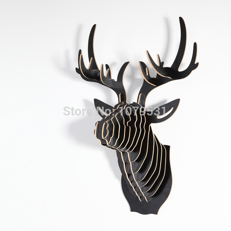 [black] deer head wall hanging home decoration of wooden crafts,animal head wall decor ,carved wood art,elk decoration