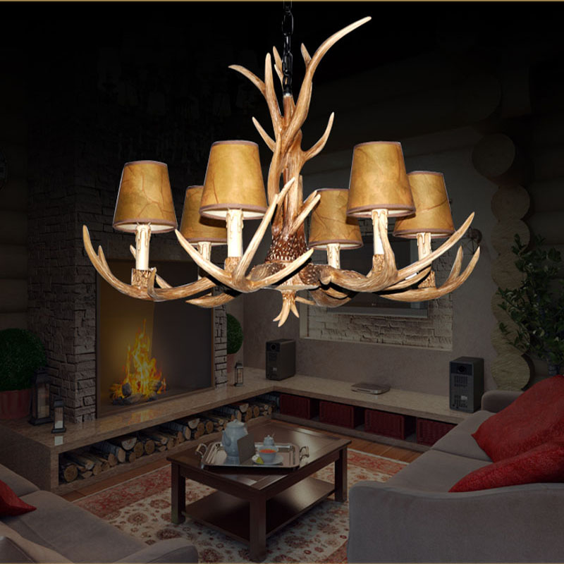 countryside 6 heads chandelier for home lighting indoor christmas lamp pendentes e lustres antlers wooden pendant chandelier