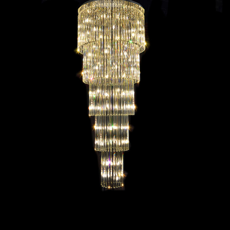 crystal glass ceiling light fixture large lustre de cristal lamp for staircase, stairs, crystal stair lamp for el and project
