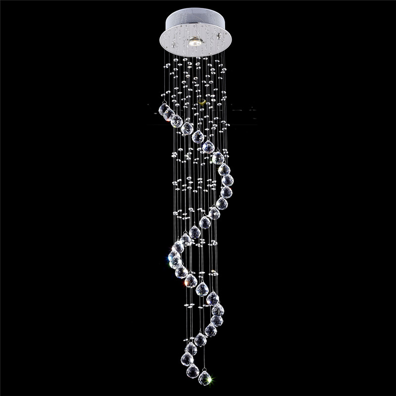 d25*h120cm small led spiral long stair crystal ceiling light fixtures hanging lamp for hallway corridor aisle porch light