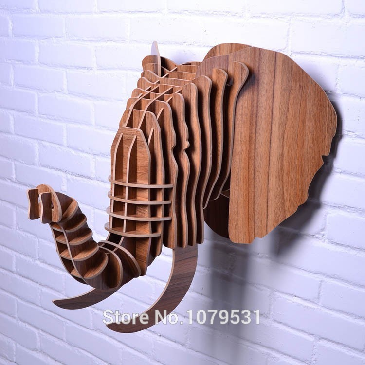 elephant head,home decoration,wall art diy wooden craft wall decor wall stickers home decor,christmas decoration,wood animal