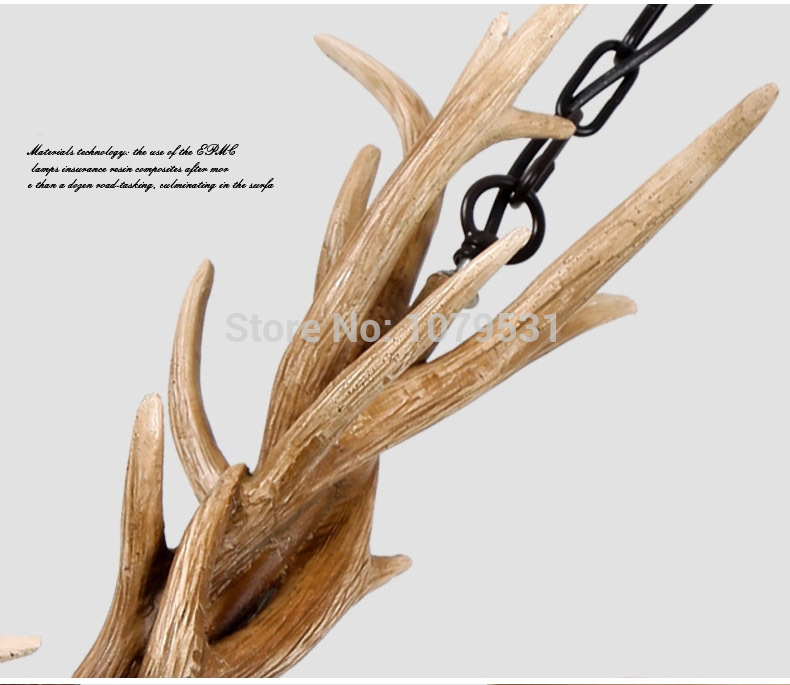 europe country 10 heads chandelier american retro lamp fixture resin deer horn antler lampshade decoration, e14 110-240v
