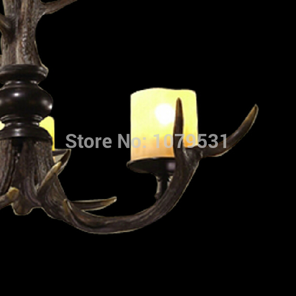 europe country 3 heads american resin deer horn antler white glass lampshade art pendant lamp for home decoration, e27 220v
