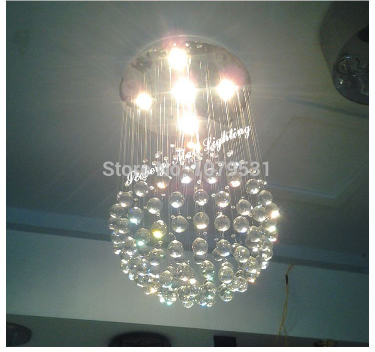 fit 110-240v modern lustre sphere crystal chandelier round pendant ceiling lamp led lighting