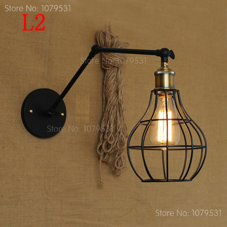 industrial vintage loft american wall lamps aisle vintage iron swing arm wall light for home decoration - Click Image to Close