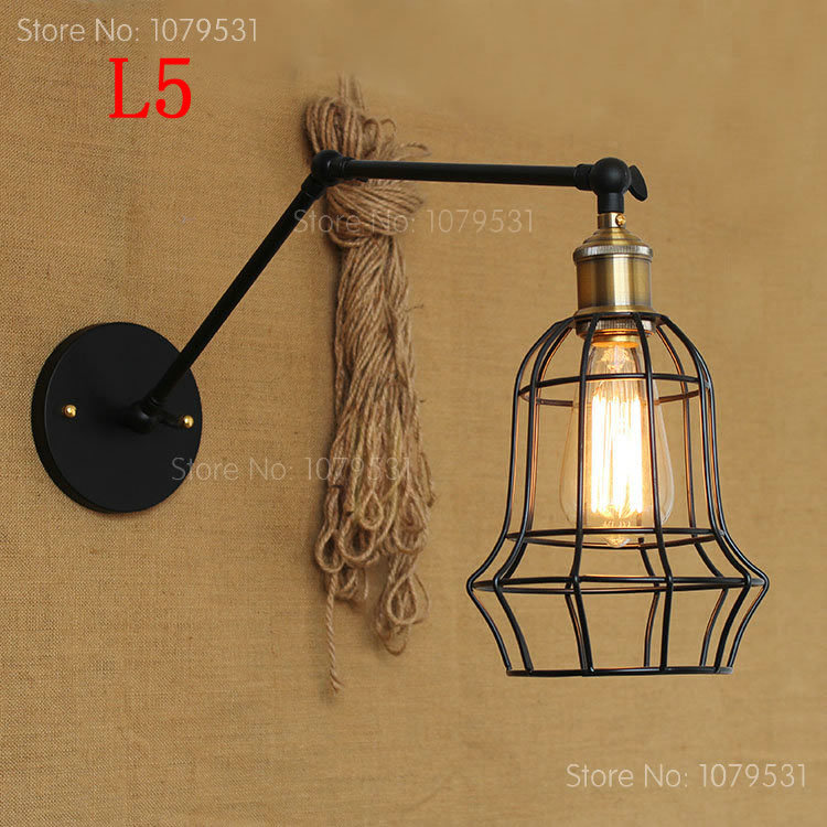 industrial vintage loft american wall lamps aisle vintage iron swing arm wall light for home decoration - Click Image to Close
