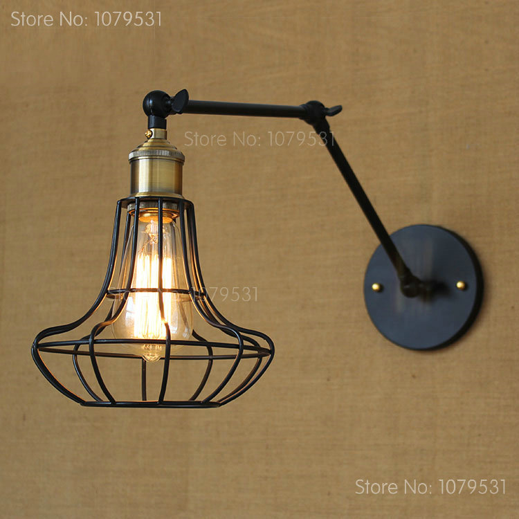 industrial vintage loft american wall lamps aisle vintage iron swing arm wall light for home decoration