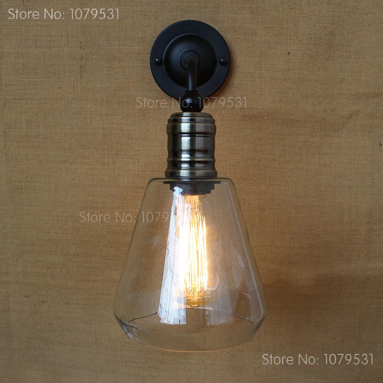 industrial vintage wall lamp american rustic sconce glass lampshade parlor aisle decor lamparas luminaria e27 110-240v