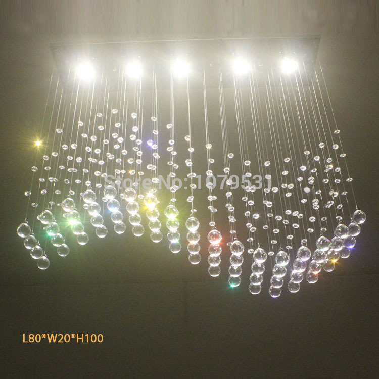 [l80cm*w20cm] modern luxury chandelier with 5 lights rectangle shape lustre luminaire led crystal ceiling lamp indoor lighting