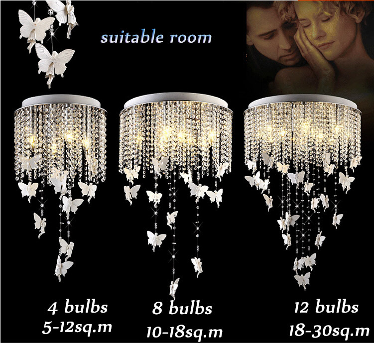 led crystal ceiling lights fixture modern lustre de cristal ceiling lamps butterfly design e14 bulb for foyer illumination