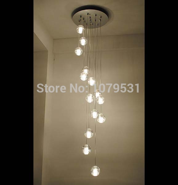 led crystal glass ball pendant lamp meteor rain meteoric shower stair bar droplight orb crystal chandelier lighting