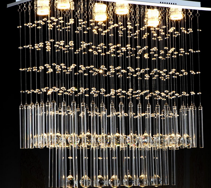 led lustre crystal chandelier rectangular flush mount stainless steel light fixture for restaurant foyer living dining room lamp