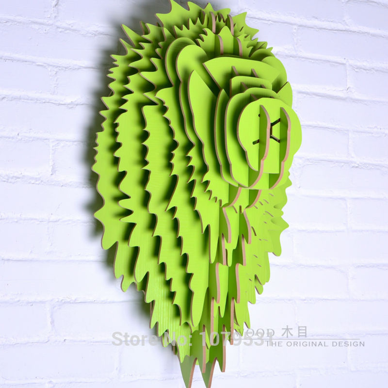 lion head,home decoration,wall art diy wooden craft wall decor wall stickers home decor,christmas decoration,wood animal 9 color
