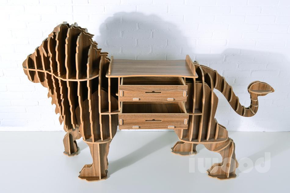 lion puzzle table,creative animal furniture,mdf diy assembled lion table for fashion living room,wooden animal furniture