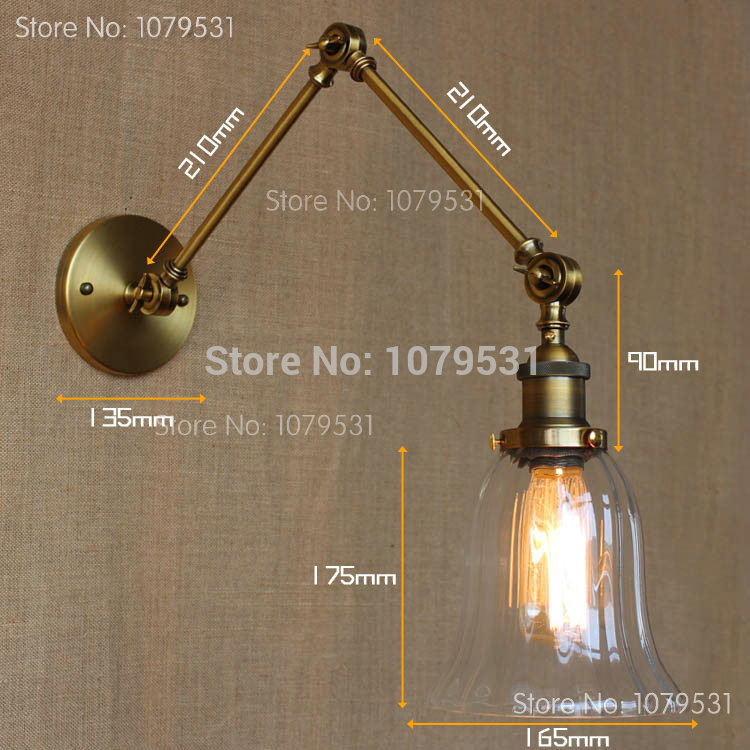 loft swing arm wall lamps vintage home lighting for living room bedroom transparent glass country style wall lights