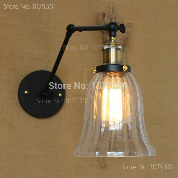 loft swing arm wall lamps vintage home lighting for living room bedroom transparent glass country style wall lights