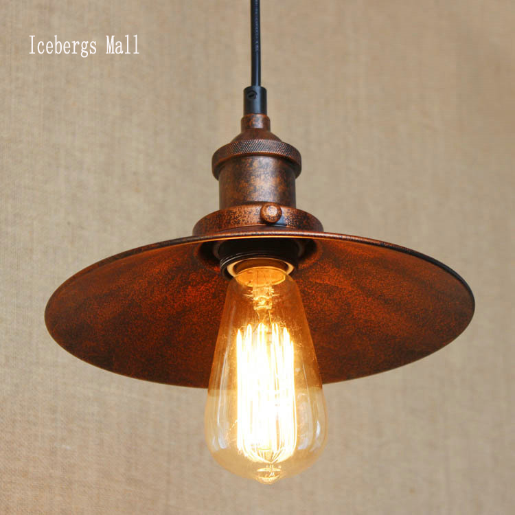 loft vintage rust color pendant lamp e27 iron metal retro northern europe industrial style edison pendant lights