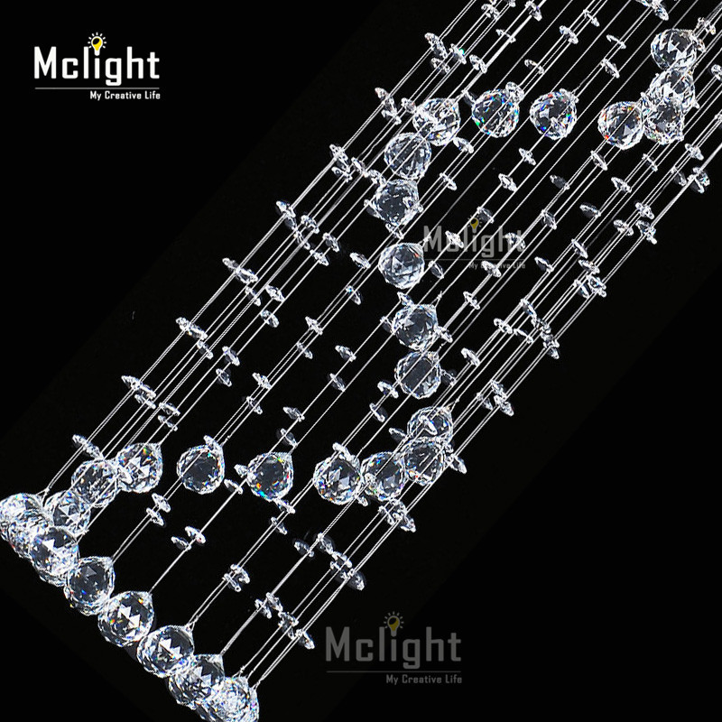 long crystal ceiling lamp, crystal light fast