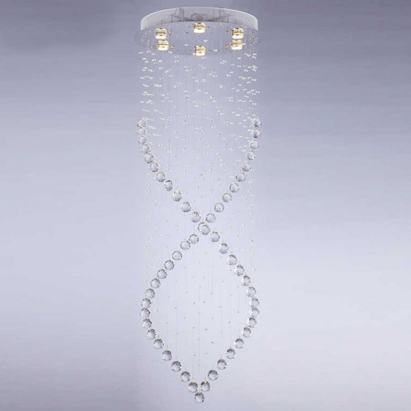 long design crystal ceiling light fixture spiral lustres light fitting flush mounted crystal stair foyer stairs mc0593