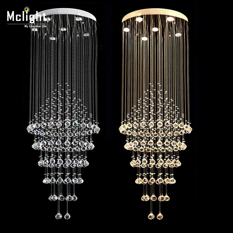 long size crystal ceiling light spiral crystal light lustres ceiling lamp lighting fixture for stair / foyer/ hallway mc0582