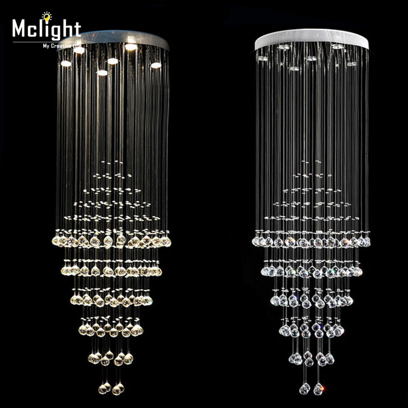 long size crystal ceiling light spiral crystal light lustres ceiling lamp lighting fixture for stair / foyer/ hallway mc0582