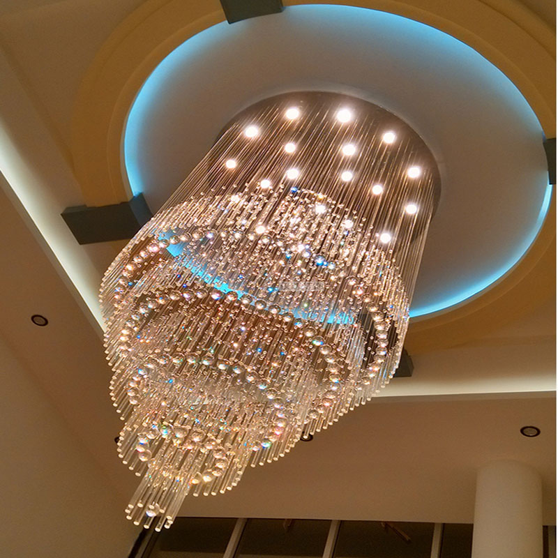 long size large crystal ceiling light fixture crystal light stair light lustre lamp for stair case and foyer / hallway mc0579