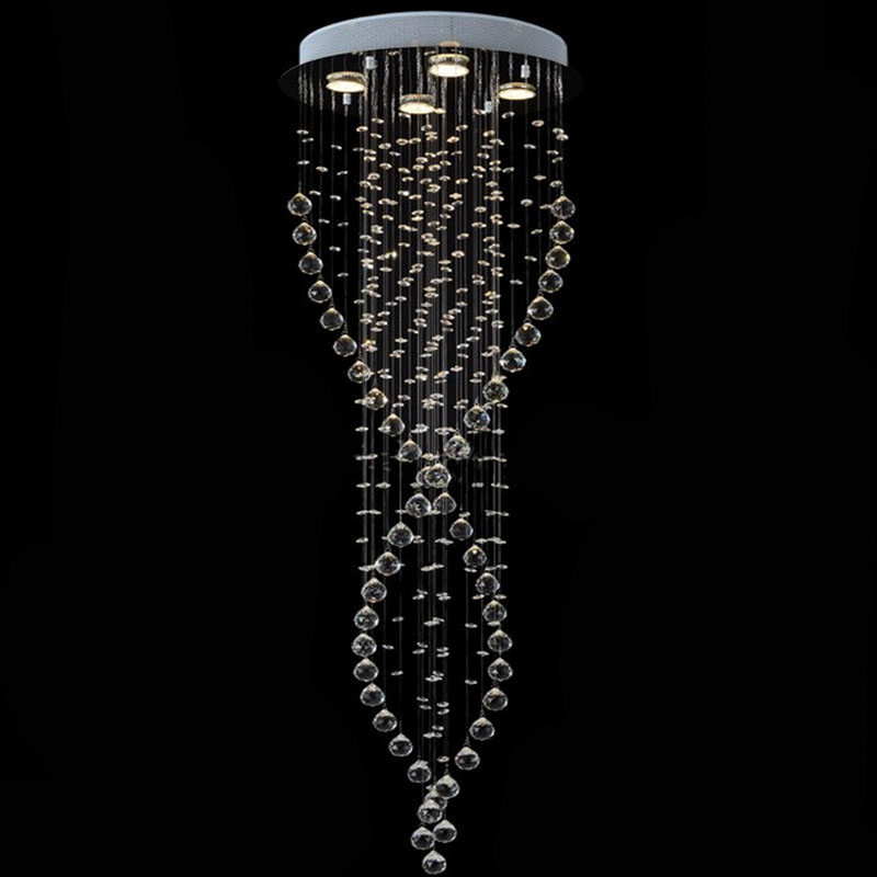 long size modern crystal ceiling light fixture spiral for stairs meeting room guarantee
