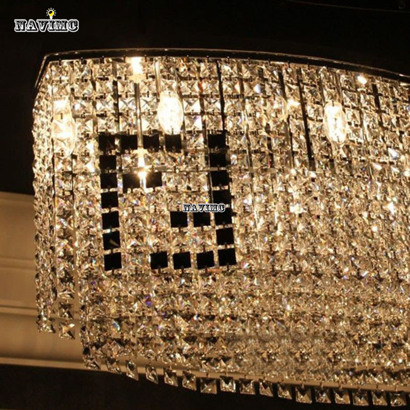 luxury black f design rectangular modern led crystal chandelier living room dinning room vanity crystal lamp for dining room