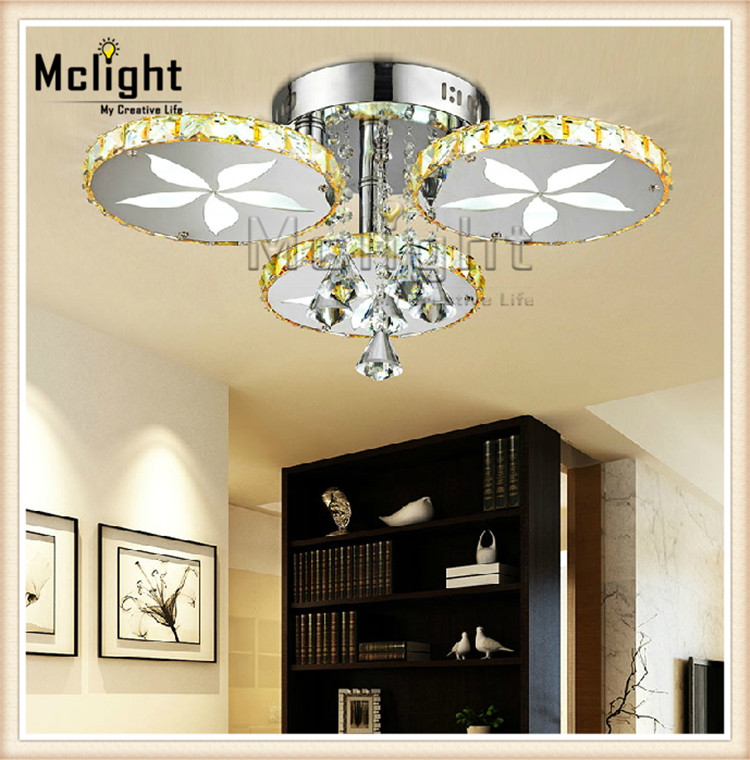 luxury led flush mount round flower crystal ceiling lights fixture for living room led wireless kitchen ceiling plafond lamp