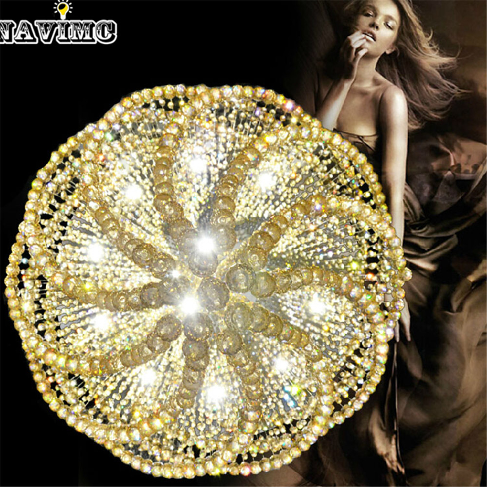 luxury spiral design long light modern crystal chandelier champagne lustre cristal led lamp dia60*h100cm staircase fixture