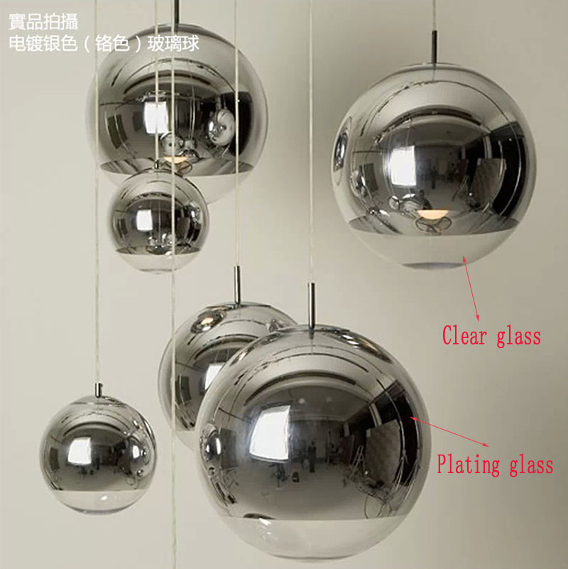 modern chrome tom mirror ball pendant lights glass bubble ball lamp lighting for dinning room