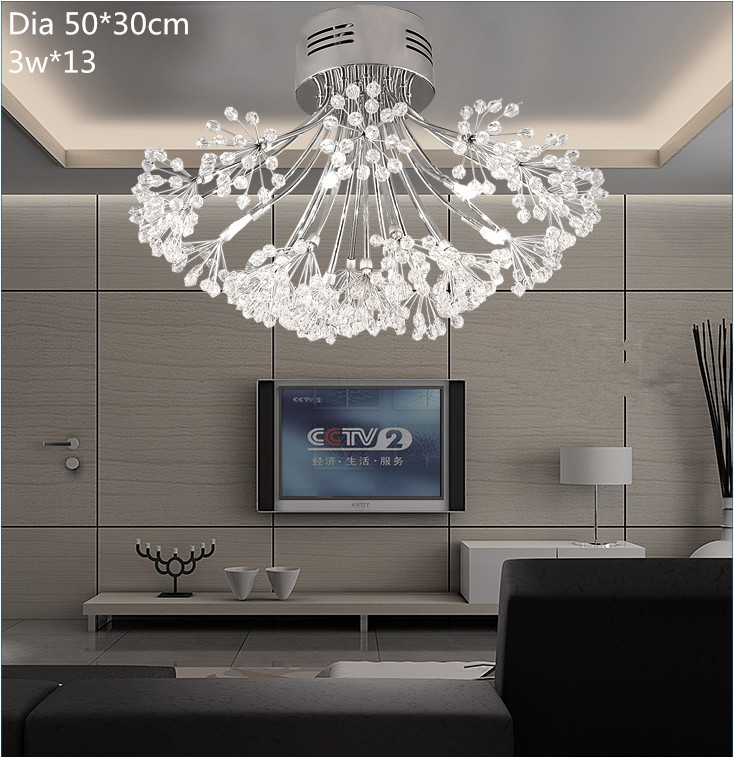 modern dandelion design crystal chandelier light dia50*h30cm lustre led crystal home lighting fixture bedroom light kitchen lamp