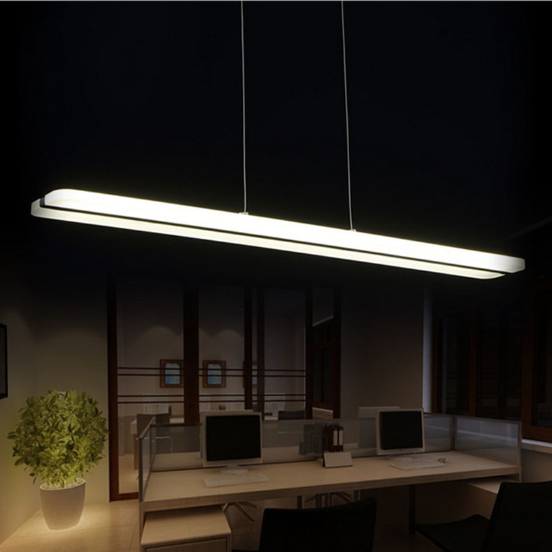 modern flush mount white led chandelier light fixture for dining room restaurant rectangular hanging pendant lamp