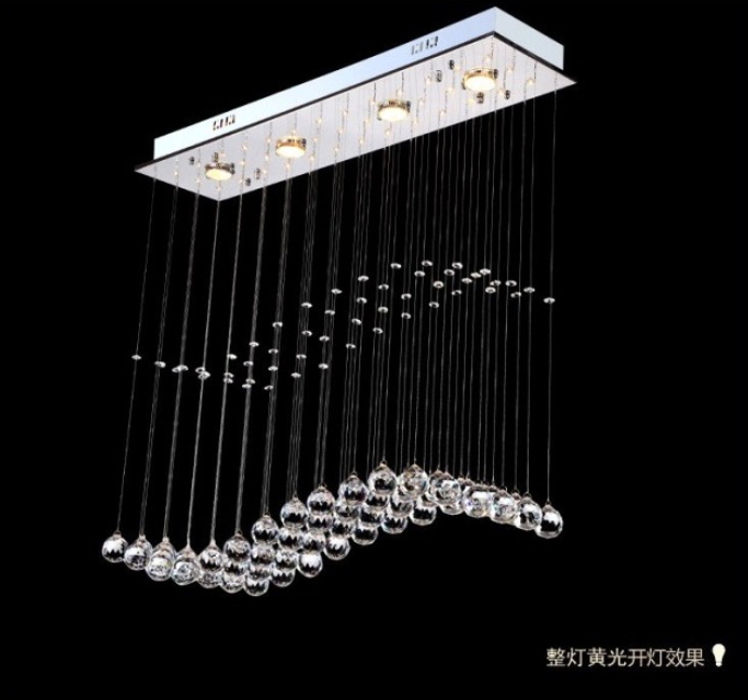 modern led crystal ceiling lamp rectangular curtain wave restaurant lights for foyer living room dining room ceiling lights