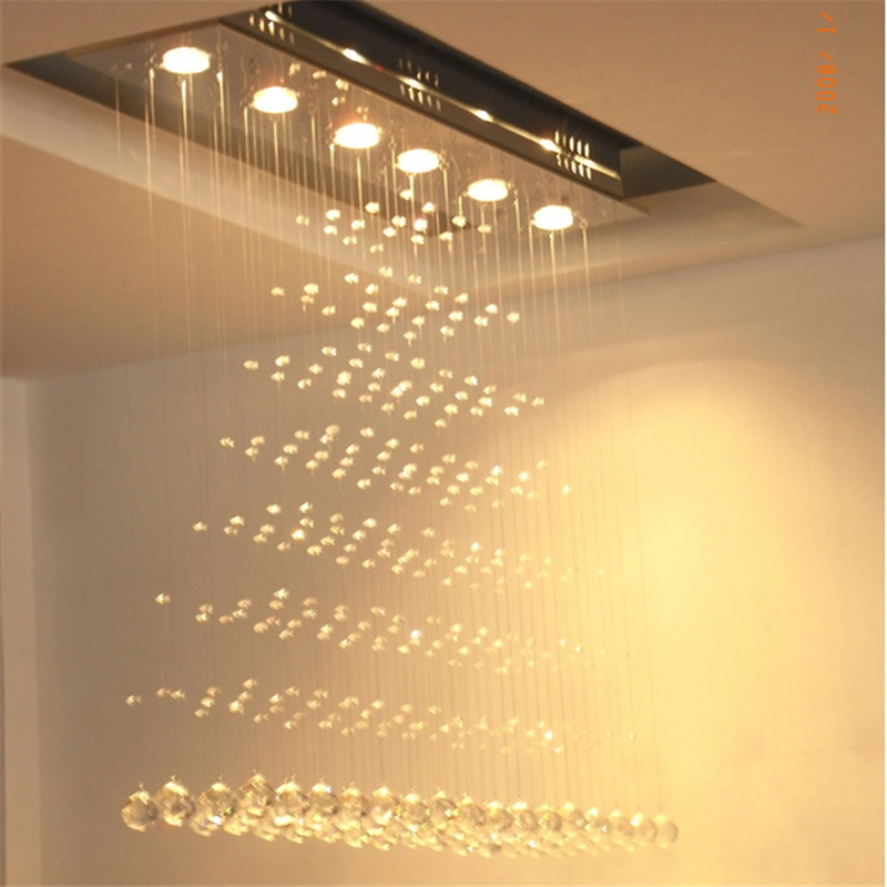 modern led cystal ball hanging wire square pendant light fixture rain drop curtain hanging lighting