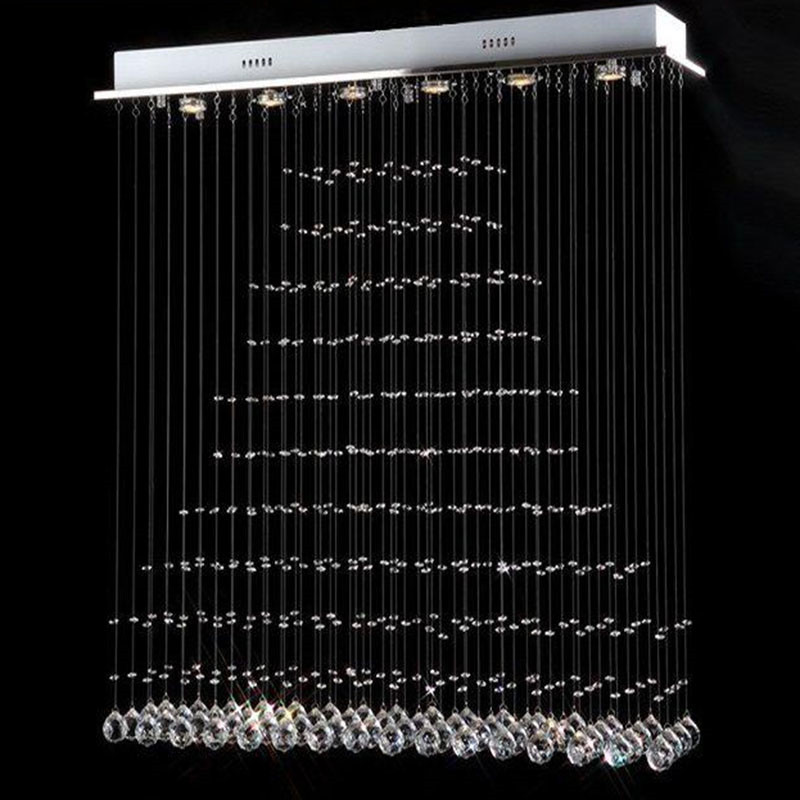 modern led cystal ball hanging wire square pendant light fixture rain drop curtain hanging lighting