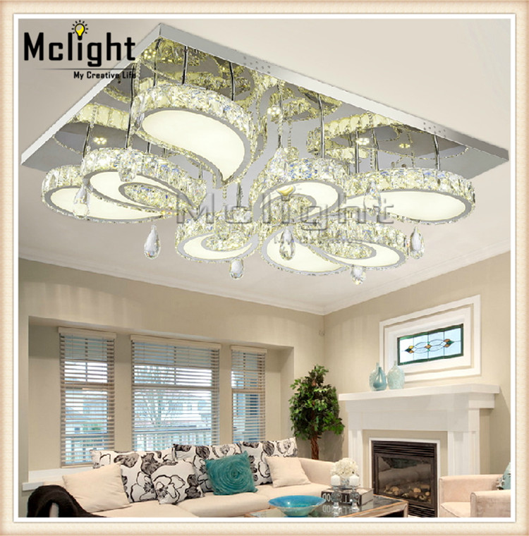 modern led flush mount rectangular crystal ceiling lights fixture for bedroom led wireless kitchen ceiling plafond lamp