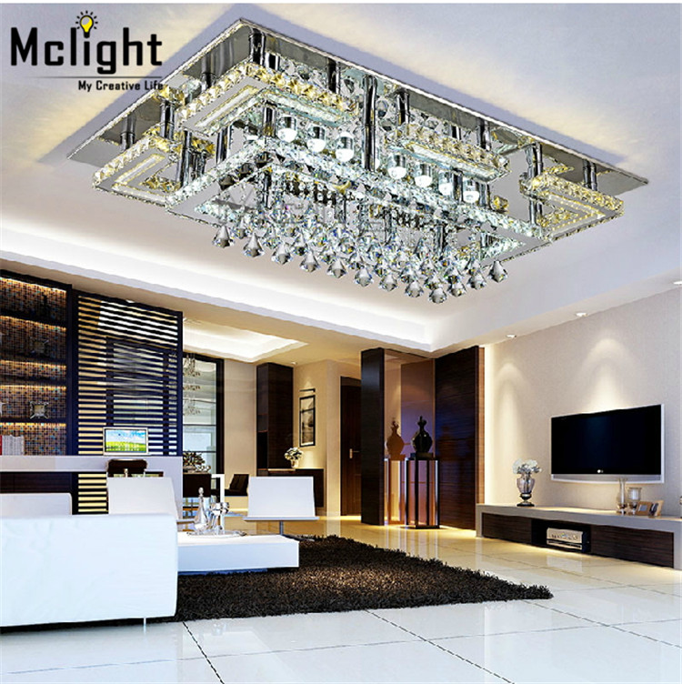 modern led rectangular flush mount crystal ceiling lights fixture for living room led wireless kitchen ceiling plafond lamp