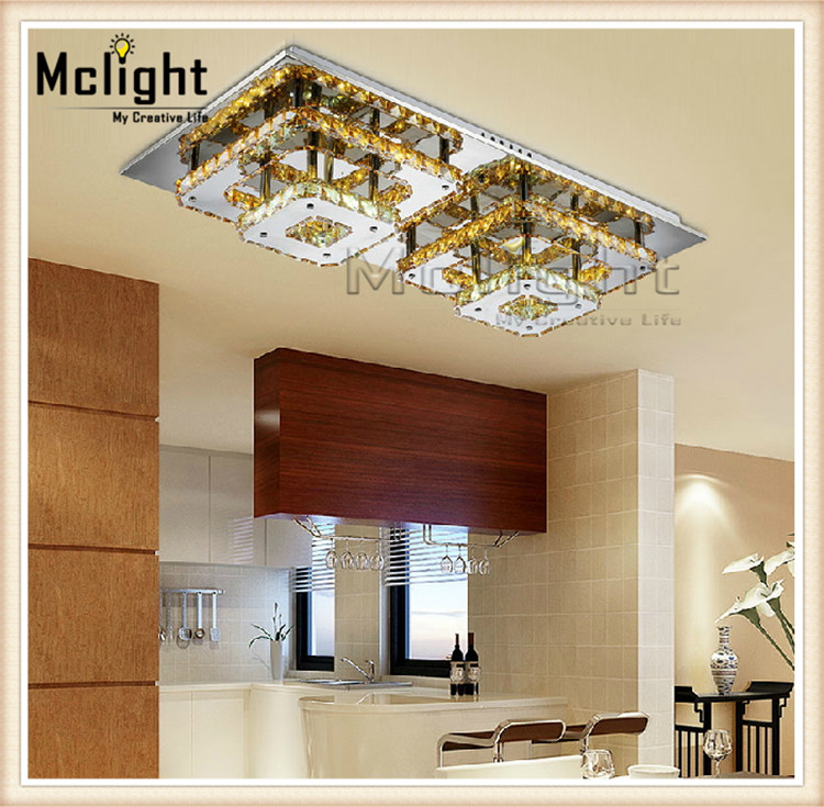 modern led remote control square champagne crystal ceiling lights fixture bedroom led wireless kitchen ceiling plafond lamp