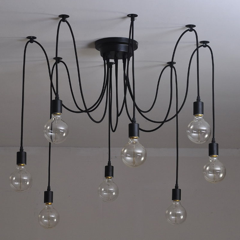 modern nordic retro edison bulb light chandelier vintage loft antique adjustable diy e27 art spider pendant lamp home lighting