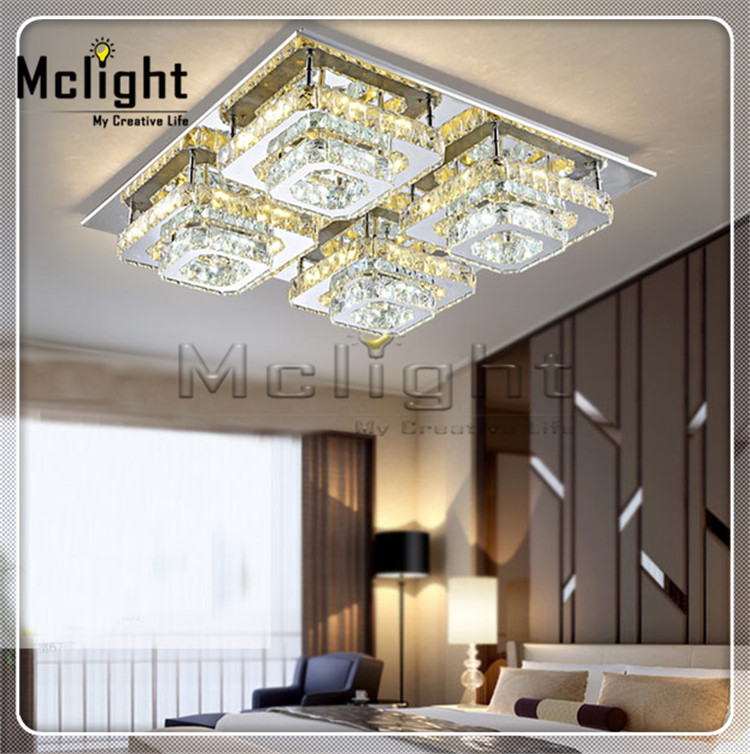 modern remote control square flush mount crystal ceiling lights fixture bedroom led wireless living room ceiling lamp