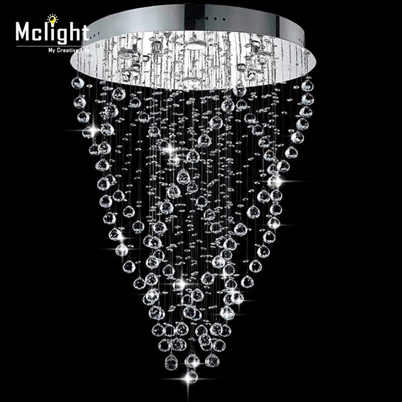 modern spiral crystal chandelier light fixture long crystal light lamp flush mounted stair light fitting for staircase villa