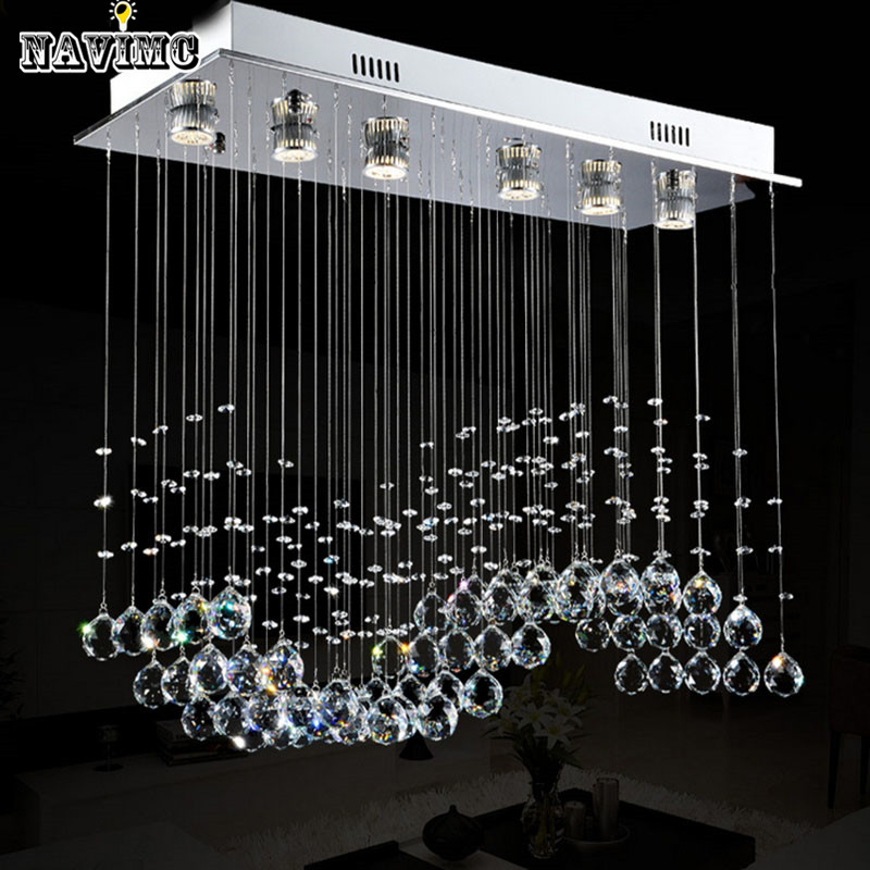 modern wave k9 led crystal ball s shade hanging fixture rain drop curtain chandelier lamp lighting