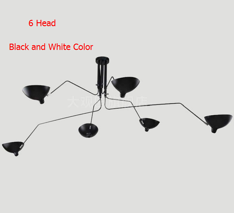 nordic 3 arm 6 arm serge mouille ceiling lights duckbill replica serge mouille rotating dining room lighting lamps, white/black