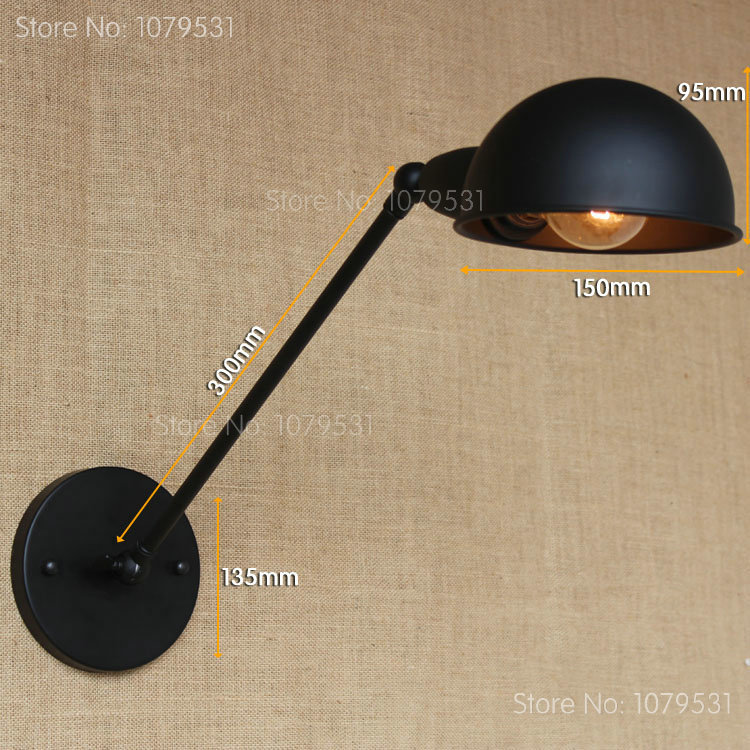 nordic adjustable single swing arm bedroom wall sconces iron lampshade reading coffee bar wall lamp 110v/220v 2 colors