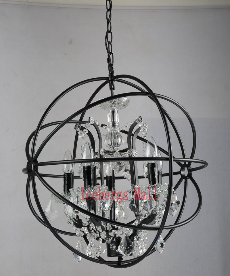 nordic iron chain cage crystal pendant lights american rh industrial lamp vintage home decor hanging light for living room