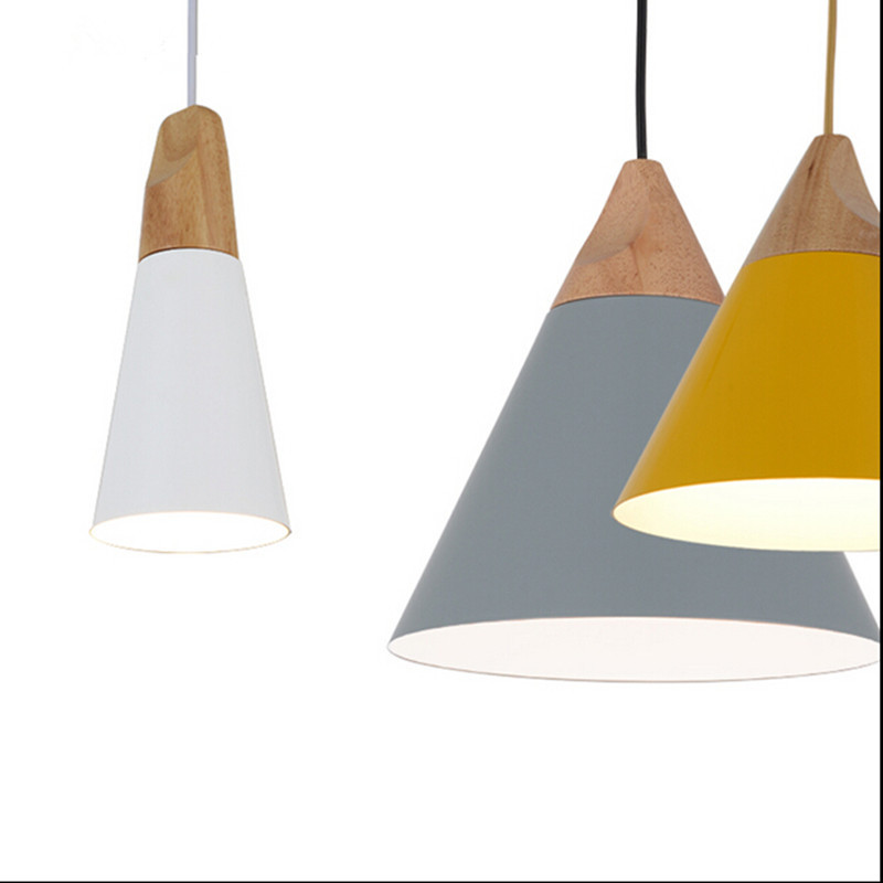 nordic modern wooden colorful pendant lamps for restaurant bar dinning room e27 110v 220v pendant lights home decoration