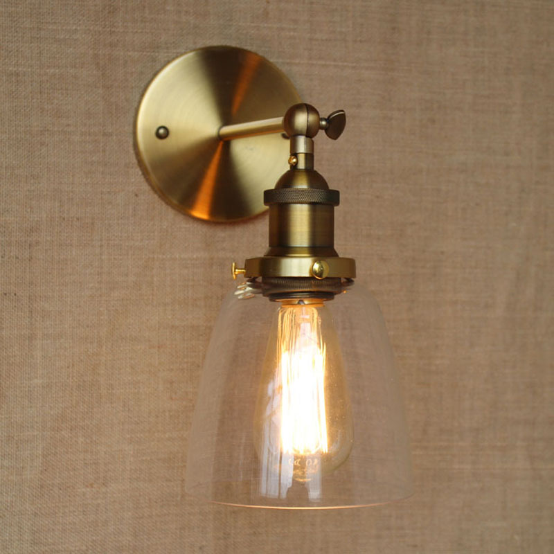 retro edison vintage loft single arm wall lamp glass shade sconces wall mount arm lamps