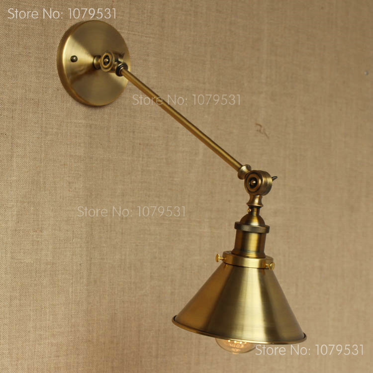 retro single swing arm wall lamp for bedroom bedside adjustable wall mount swing arm lamp bronze color