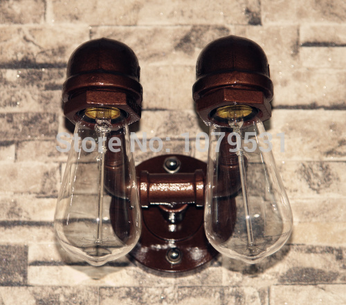 rh loft corridor balcony porch american country industrial double retro wrought iron water pipe wall lamp